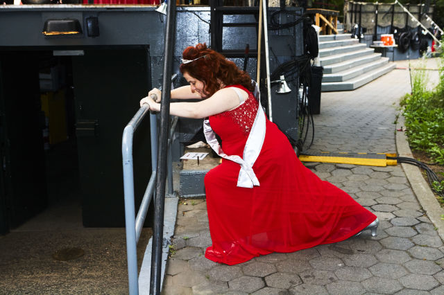 Woman in pageant dress