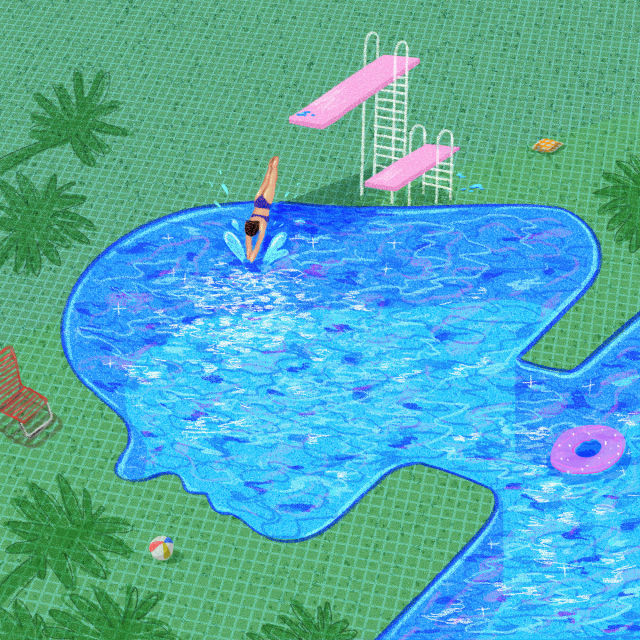 Woman diving into a pool illustration