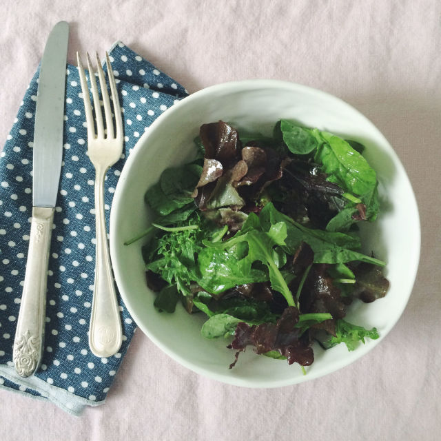 Salad with creamy caper dressing