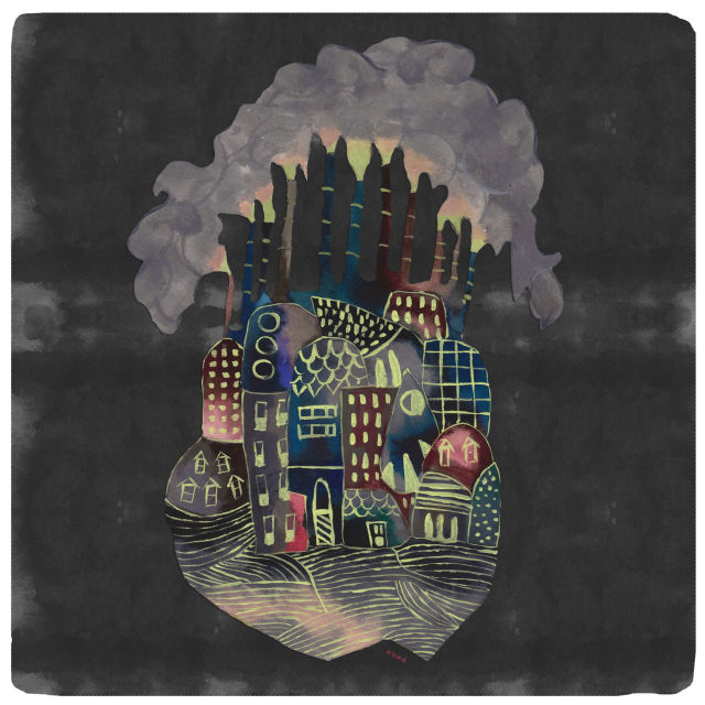 Housing near toxic land illustration